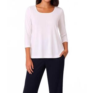 NEW ANGEL APPAREL three-quarter sleeves tunic top in white